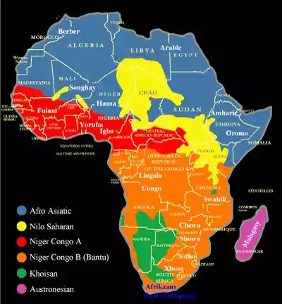 a map of the languages of africa